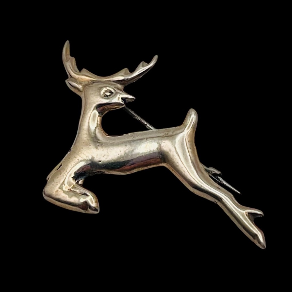 Vintage Mexico Silver Deer Brooch Dainty Estate Piece
